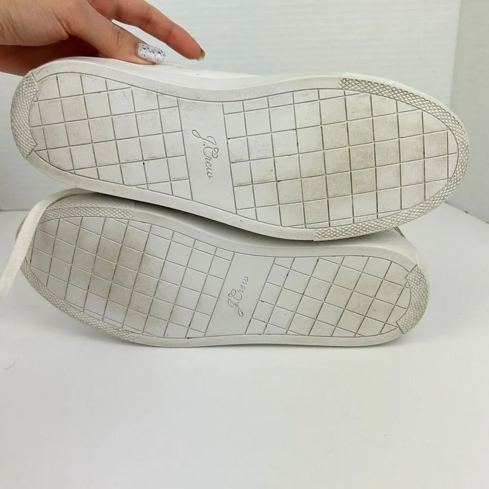 J.Crew Saturday Sneakers White w Nude Suede Detail Leather Tennis Shoe Trainer 8